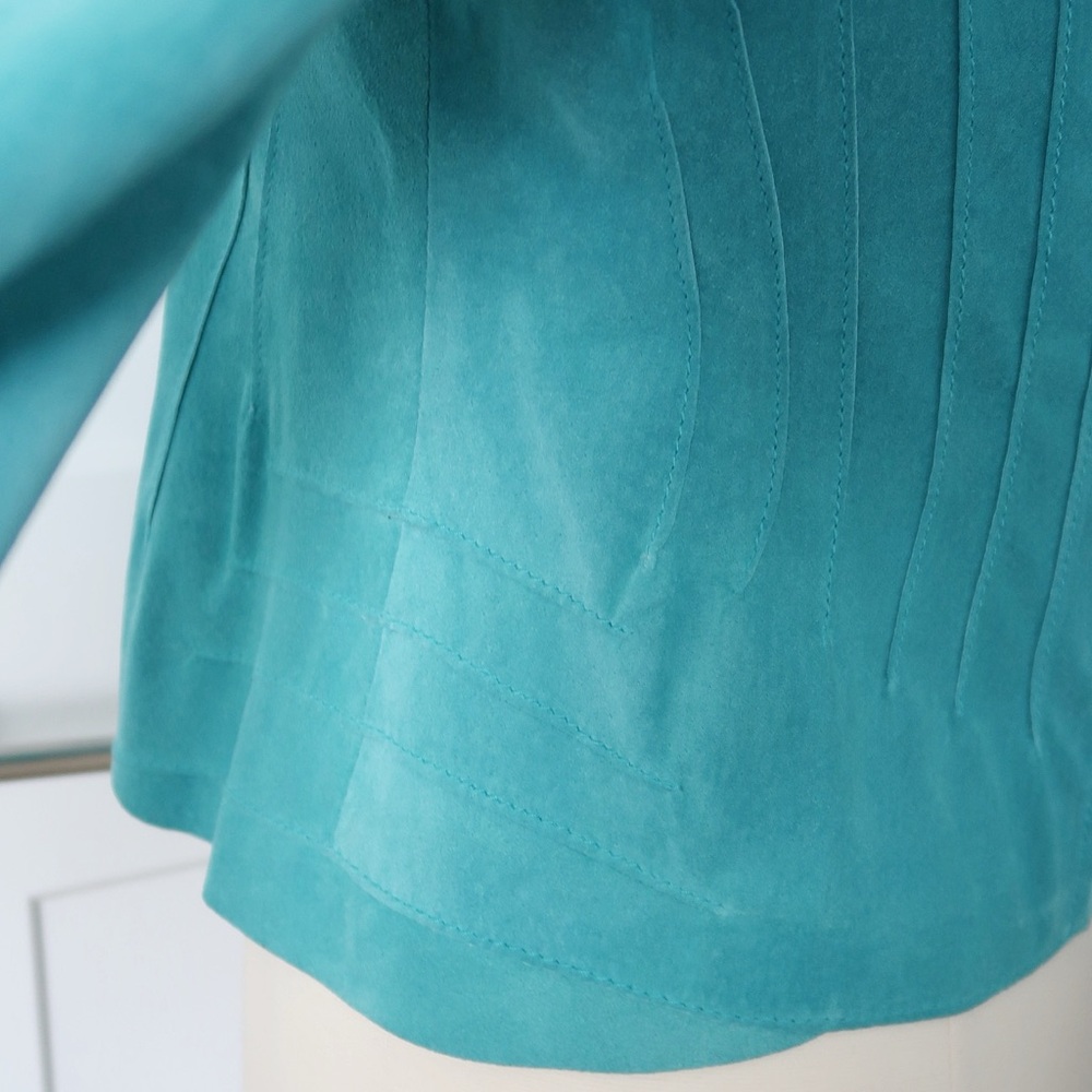Jones New York Collection Suede Jacket in Turquoise Blue Aqua, Y2K - Picture 9 of 11
